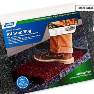 NEW CAMCO 42939 RV Step Rug Premium Wrap Around, Turf Material 22" x 20" - Gray